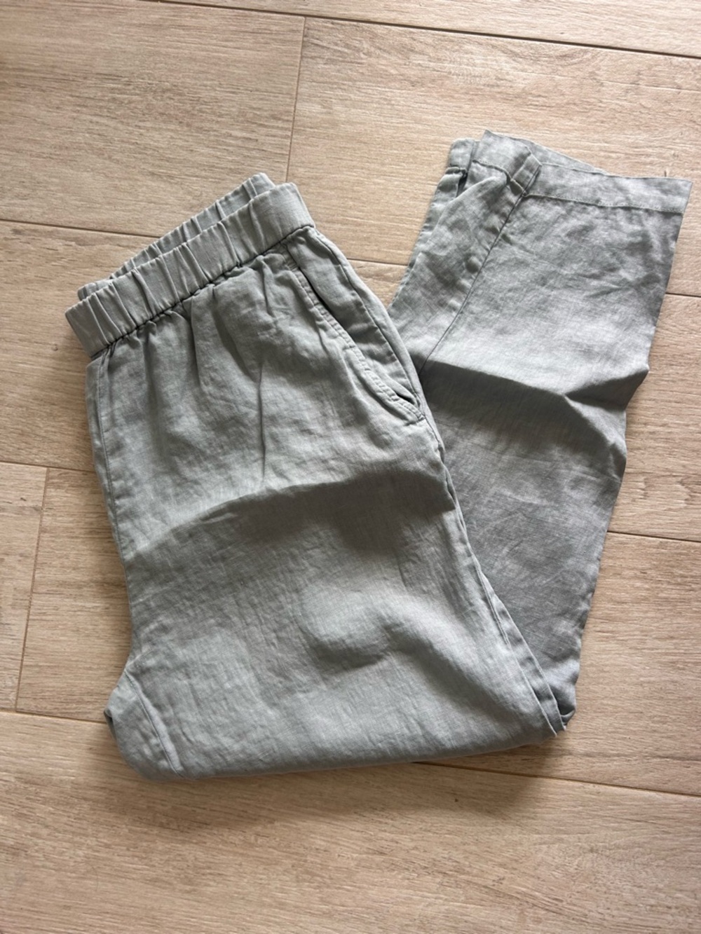 Eileen Fisher Light light blue Elastic Waist organic Linen-Blend
